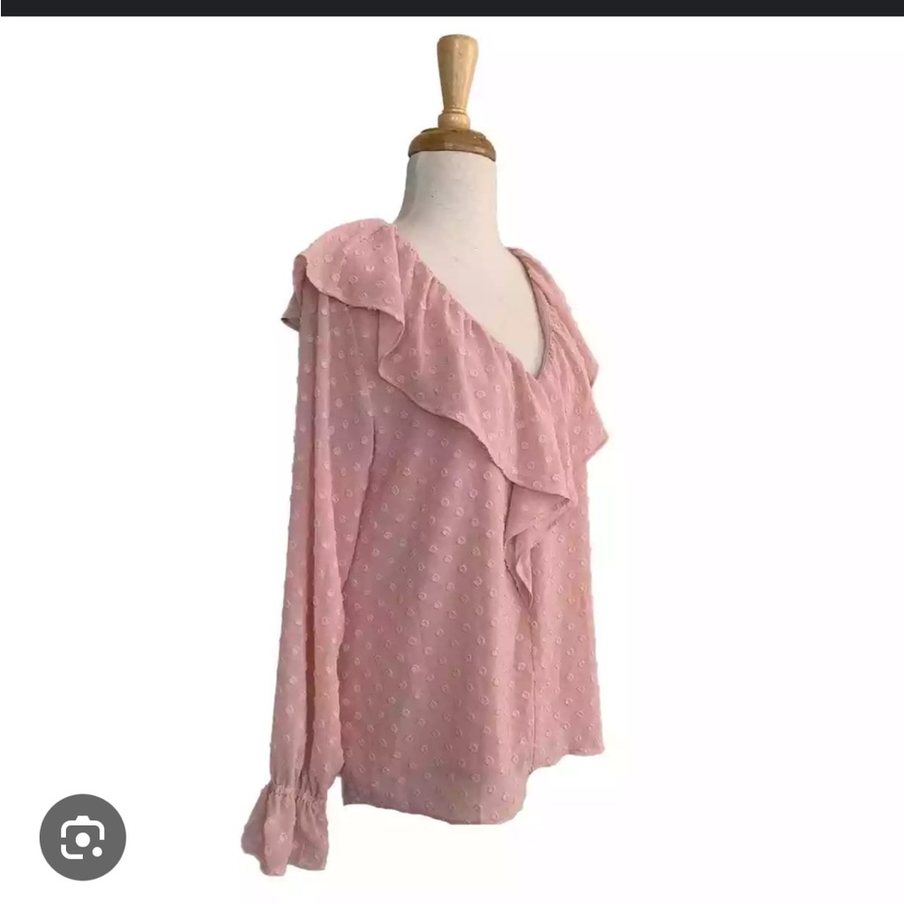 Loft mauve pink ruffle vneck blouse